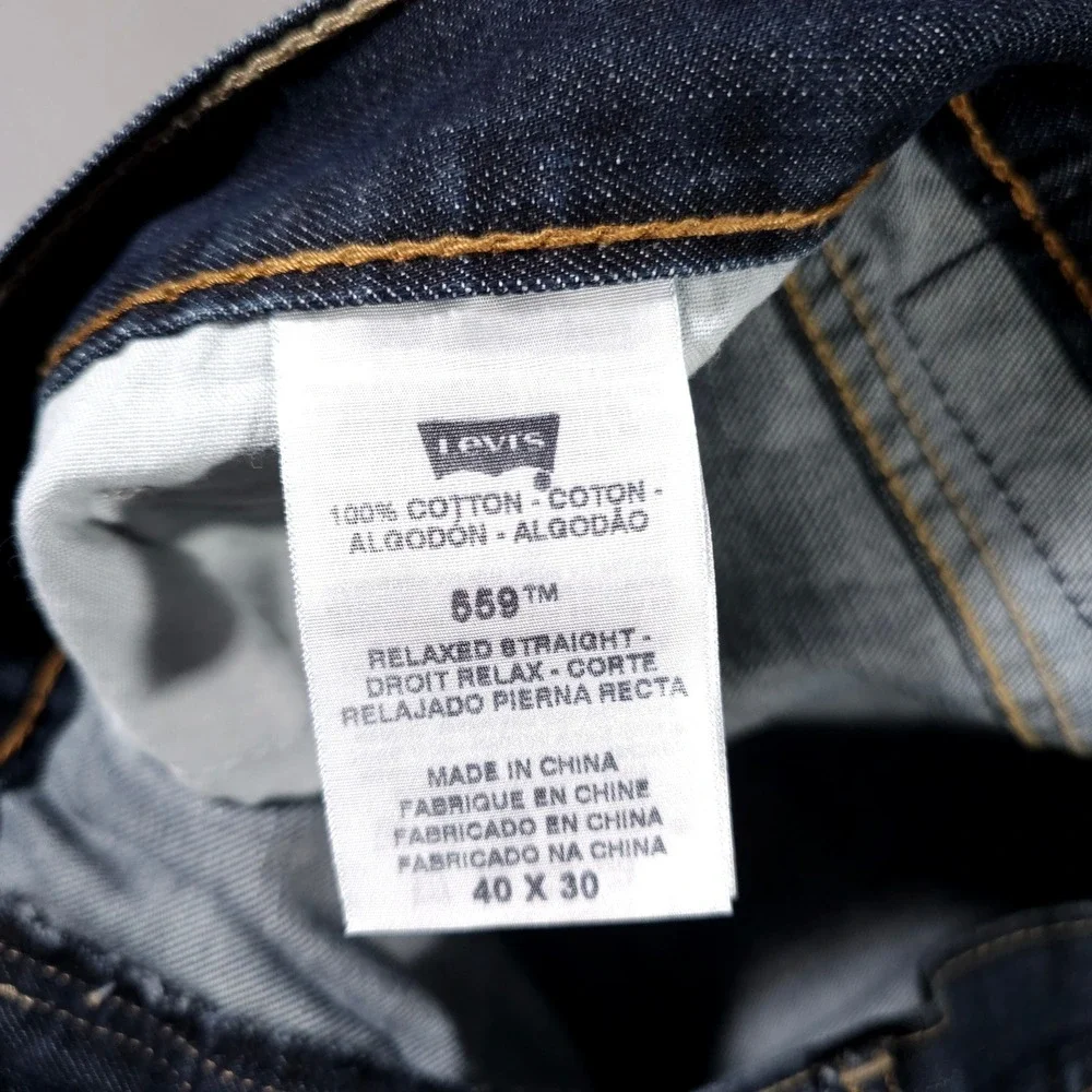 Levi's 559 Relaxed Straight Jeans Mens 40x30 Dark Wash Blue Denim Vintage